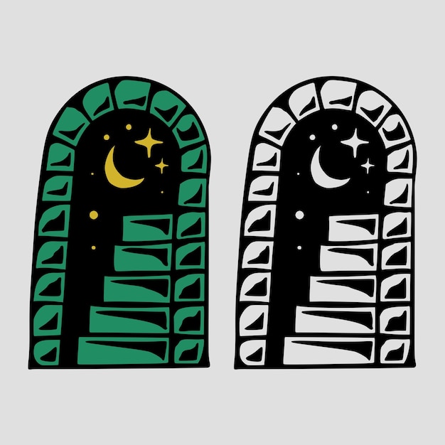 Tatuaje tradicional de puertas mitológicas