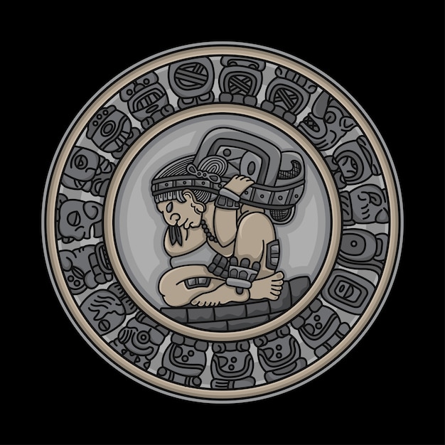 Tatuaje tradicional de símbolos mayas.