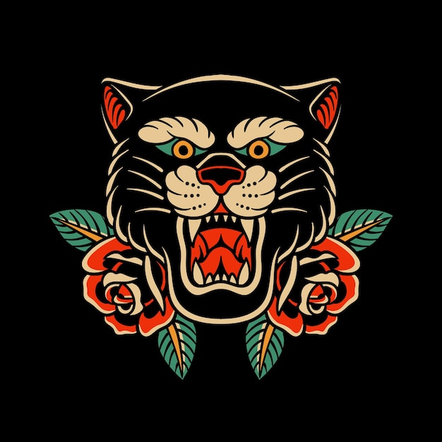 tatuaje tradicional tatuaje pantera elemento de diseño de tatuaje vintage tatuaje de la vieja escuela
