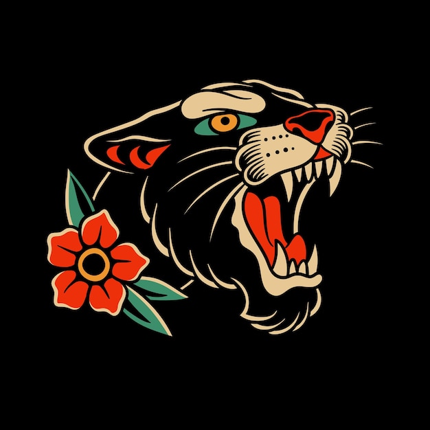 tatuaje tradicional tatuaje pantera elemento de diseño de tatuaje vintage tatuaje de la vieja escuela