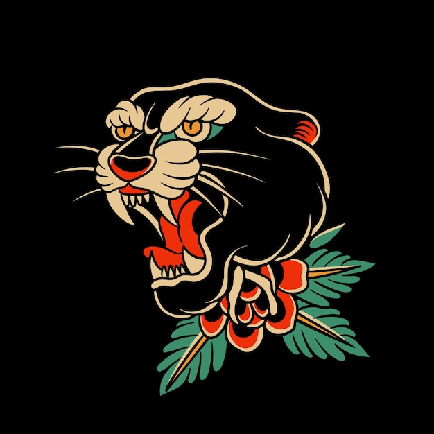 tatuaje tradicional tatuaje pantera elemento de diseño de tatuaje vintage tatuaje de la vieja escuela