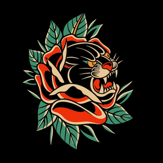 tatuaje tradicional tatuaje pantera elemento de diseño de tatuaje vintage tatuaje de la vieja escuela
