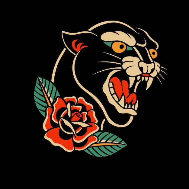 tatuaje tradicional tatuaje pantera elemento de diseño de tatuaje vintage tatuaje de la vieja escuela