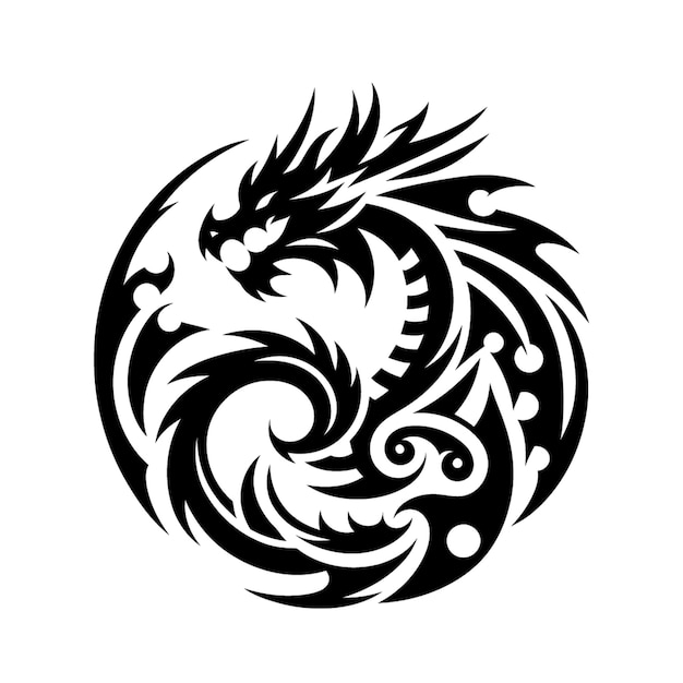 Vector tatuaje tribal moderno de dragón arte de líneas abstractas de animales contorno minimalista vector