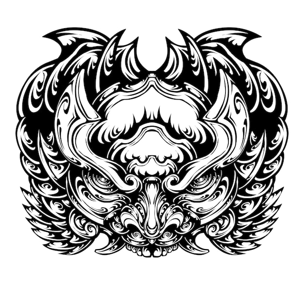 Tatuaje tribal oni máscara ilustración vector diseño