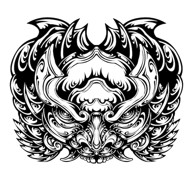 Tatuaje tribal oni máscara ilustración vector diseño