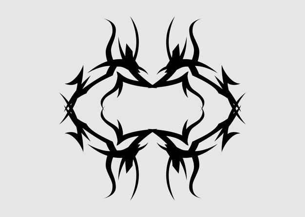 Tatuaje tribal vectorial alas simétricas negras afiladas
