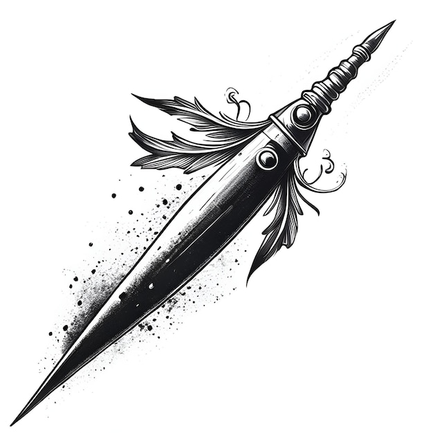 Vector tatuaje vectorial de arpón ilustración de silueta vectorial del arpón en blanco y negro