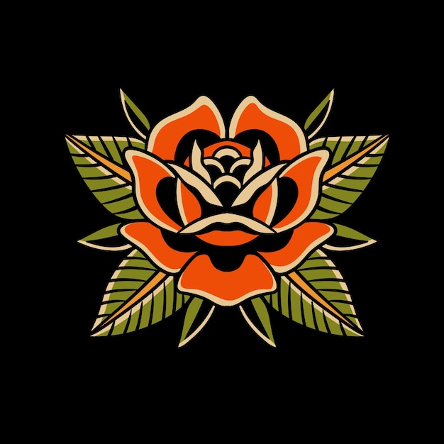 Tatuaje de la vieja escuela Ilustración de tatuaje Diseño sencillo Tatuaje diseño de rosas Tatuaje