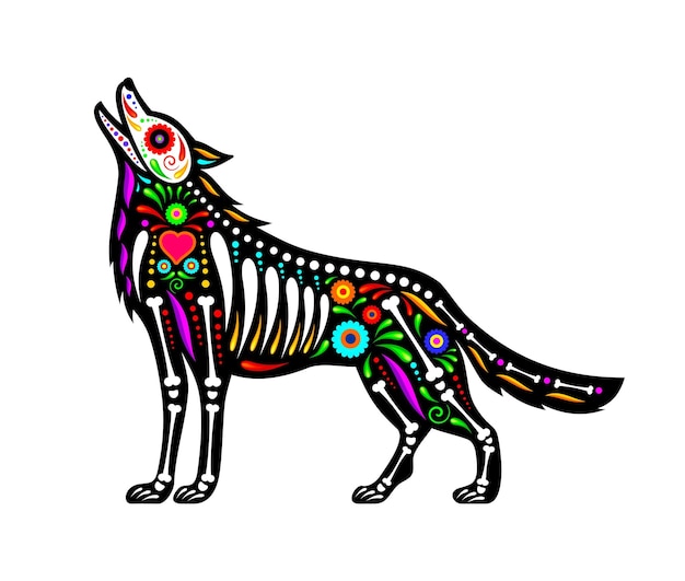 Tatuajes de animales coyotes mexicanos día de los muertos
