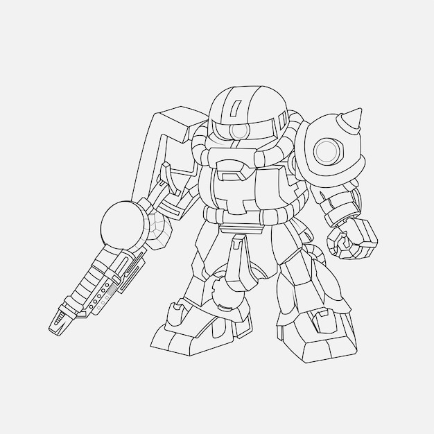 tatuajes en blanco y negro Ilustración Vector Japonés Robot Gundam Arte personalizado