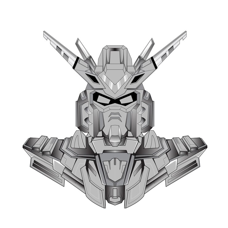 Vector tatuajes dibujados a mano negro gundam warrior costum diseño robótico con concepto de ilustración moderna