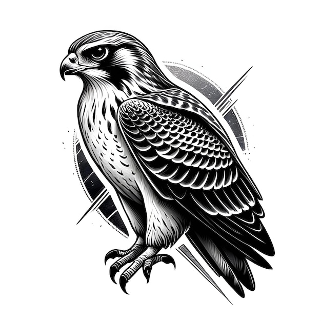 Vector tatuajes vectoriales de halcón en blanco y negro ilustración de tatuajes vectoriales en silueta de falcón