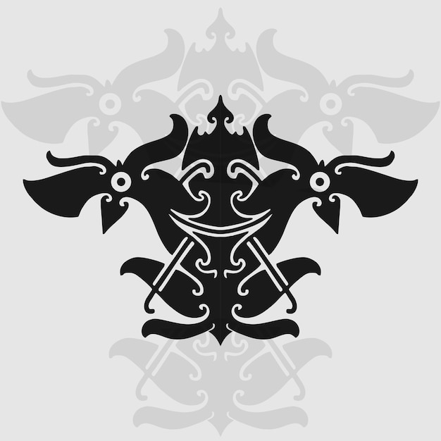 Vector tatuajes vectoriales ilustración dayak borneo