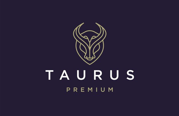 Tauro cabeza línea arte logotipo icono diseño plantilla vector plano