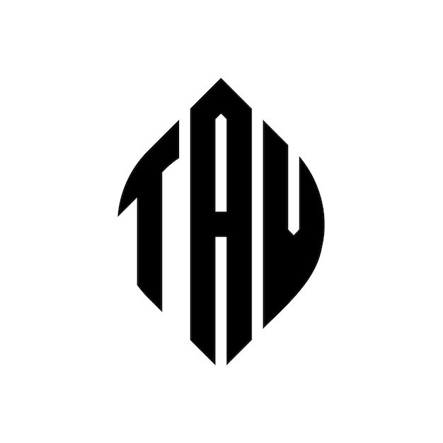 TAV diseño de logotipo de letra de círculo con forma de círculo y elipse TAV letras de elipse con estilo tipográfico Las tres iniciales forman un logotipo de círculo TAV círculo emblema monograma abstracto letra marca vector
