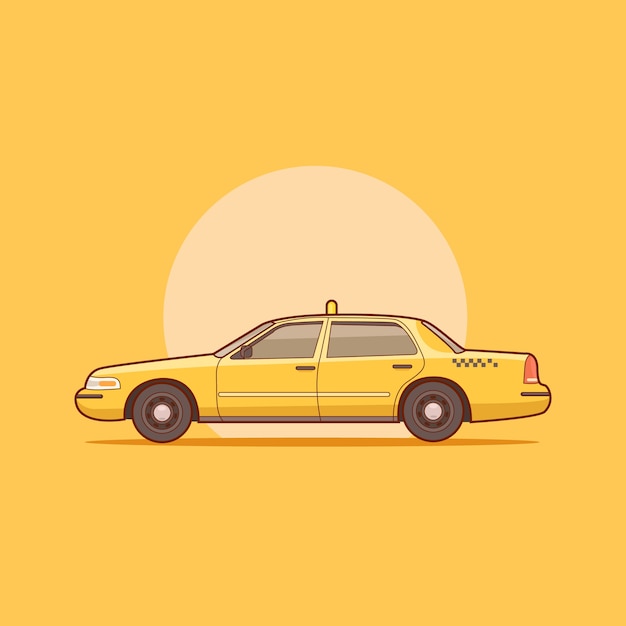 Taxi amarillo coche / taxi ilustración vectorial moderna