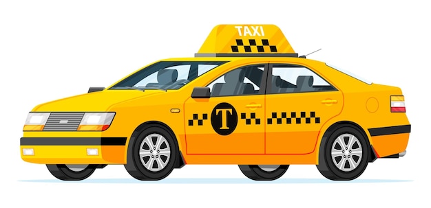 Taxi coche aislado sobre fondo blanco.