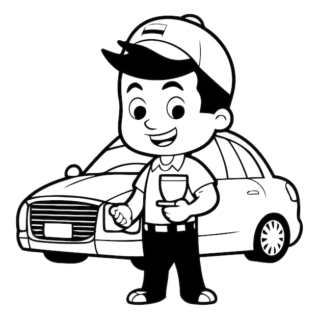 Vector taxi driver mascota de dibujos animados vector de ilustración de personajes