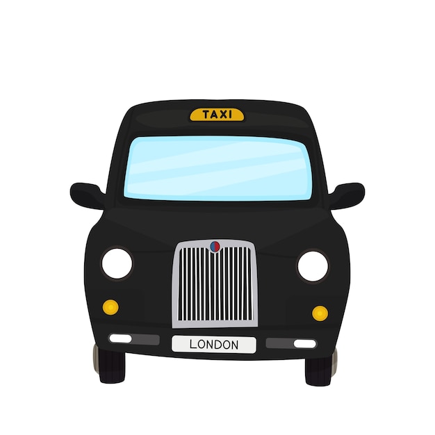 Taxi negro de londres. ilustración vectorial de dibujos animados