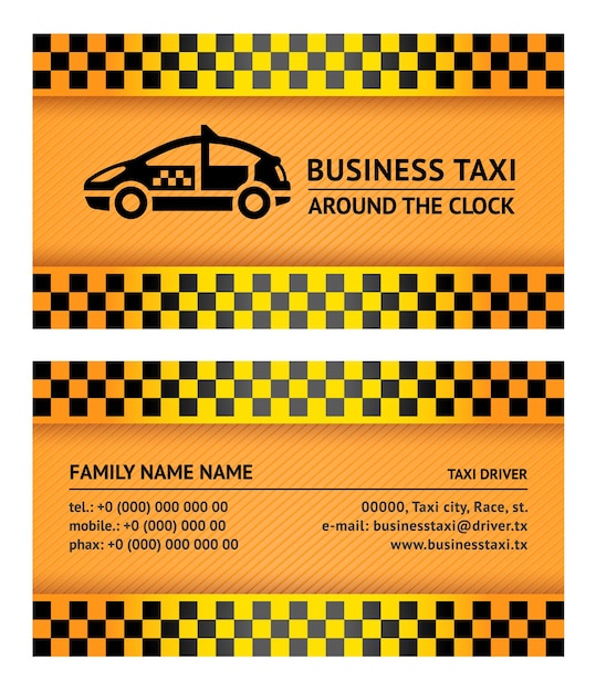 Vector taxi taxi tarjeta de visita