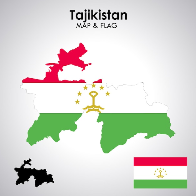 Vector tayikistán bandera y mapa diseño mapa bandera vector archivo