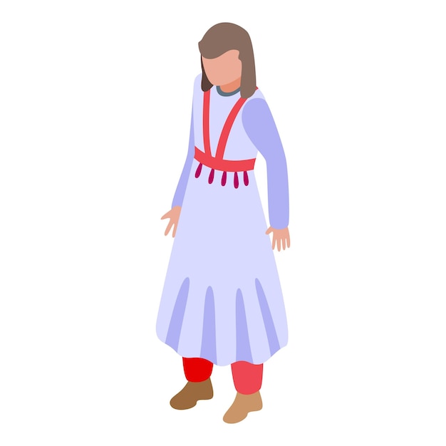 Tayikistán linda mujer icono vector isométrico Viajes de la ciudad Mapa emblemático