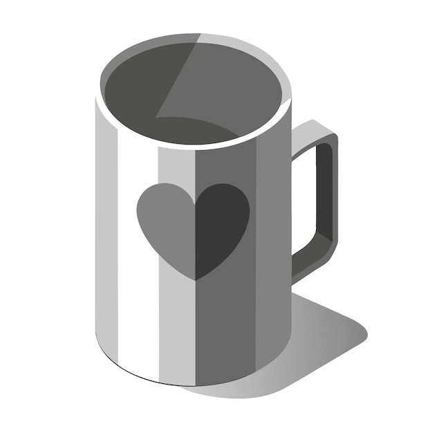 Taza 3D con elemento vectorial en forma de corazón