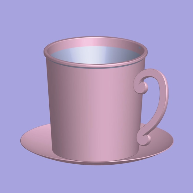 Taza 3D con té caliente y leche o capuchino y café con leche Bebida realista de americano y espresso