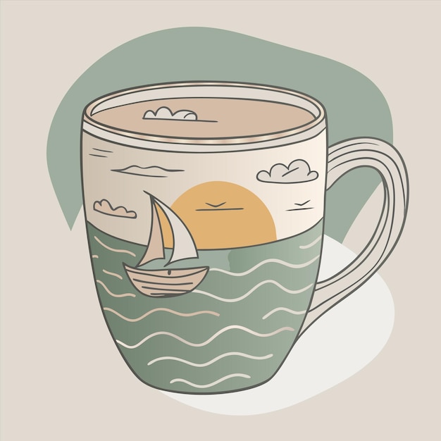 una taza con un barco en ella que dice quot un velero quot
