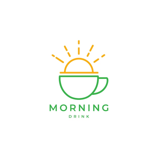 Taza de bebida con diseño de logotipo brillante de amanecer