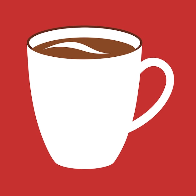 una taza blanca con una imagen de un café en ella