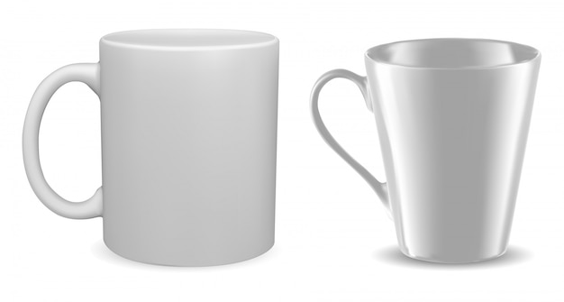 Vector taza blanca. taza de café aislada en blanco