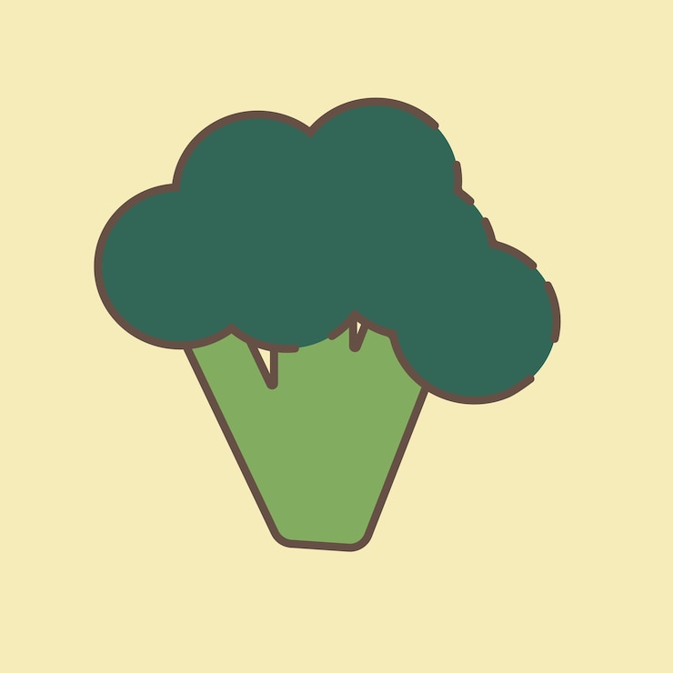 Vector una taza de brócoli verde con un fondo amarillo.