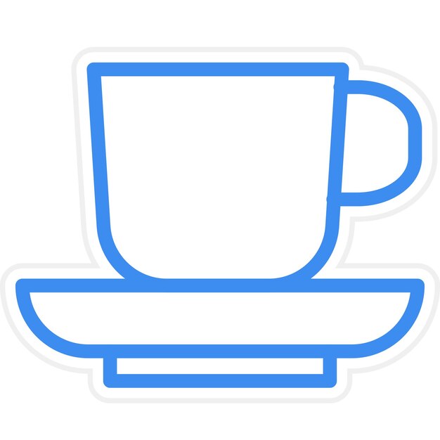 una taza de café azul y blanca con un mango azul