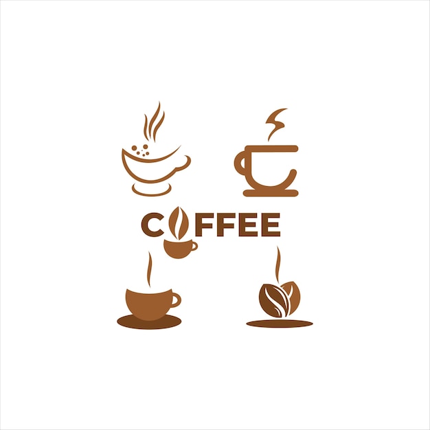 Taza de café bebida logo set diseño de icono vectorial