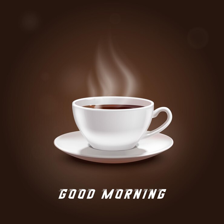Taza de café Buenos días vector realista