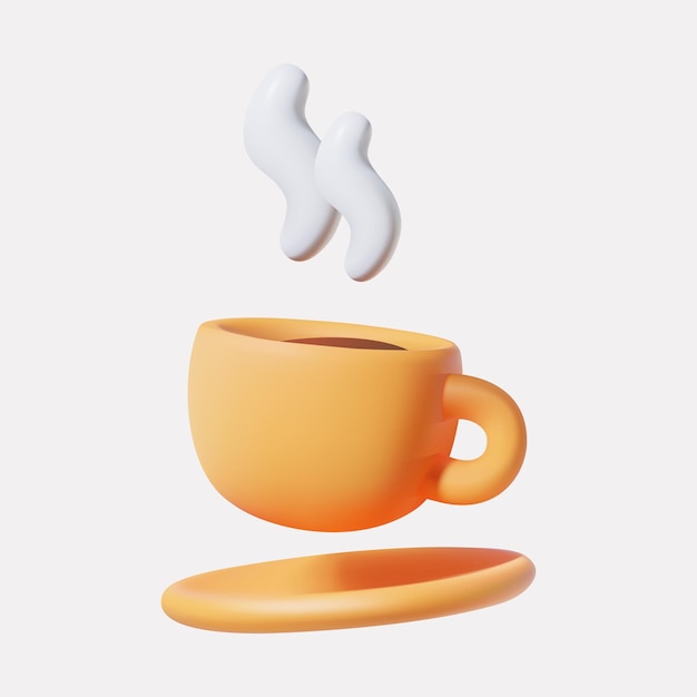 Taza de café caliente 3d ilustración renderizado vector icono aislado