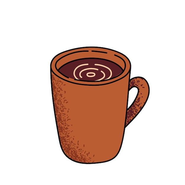 Taza de café caliente americano Ilustraciones vectoriales planas aisladas sobre un fondo blanco