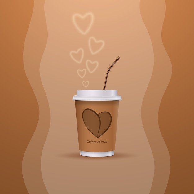 Una taza de café caliente de amor. Feliz día de San Valentín.