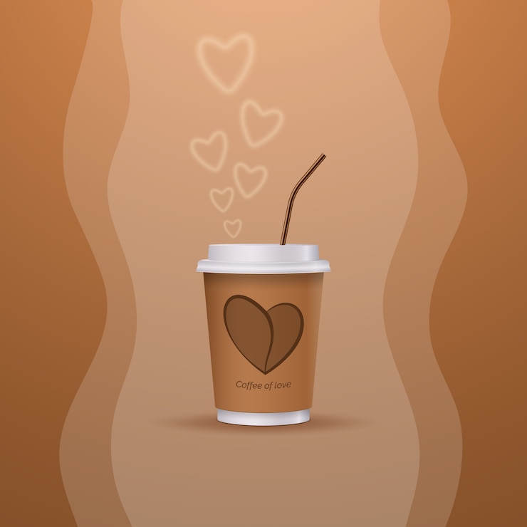 Vector una taza de café caliente de amor. feliz día de san valentín.