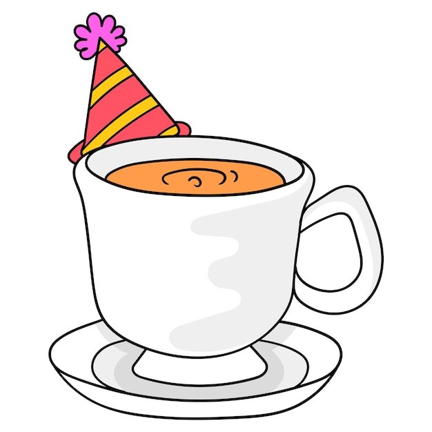 Vector una taza de café caliente para celebrar la navidad y la víspera de año nuevo vector ilustración arte doodle icono imagen kawaii