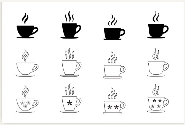 Vector una taza de café caliente o bebida de cafeína icono plano para aplicaciones de alimentos y sitios web ilustración vectorial