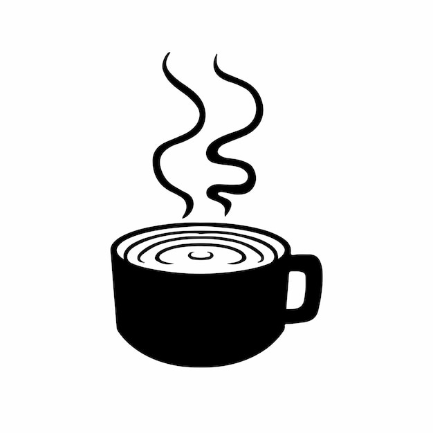 Una taza de café caliente o logotipo de símbolo de chocolate caliente sobre fondo blanco vector de icono plano de comida o bebida