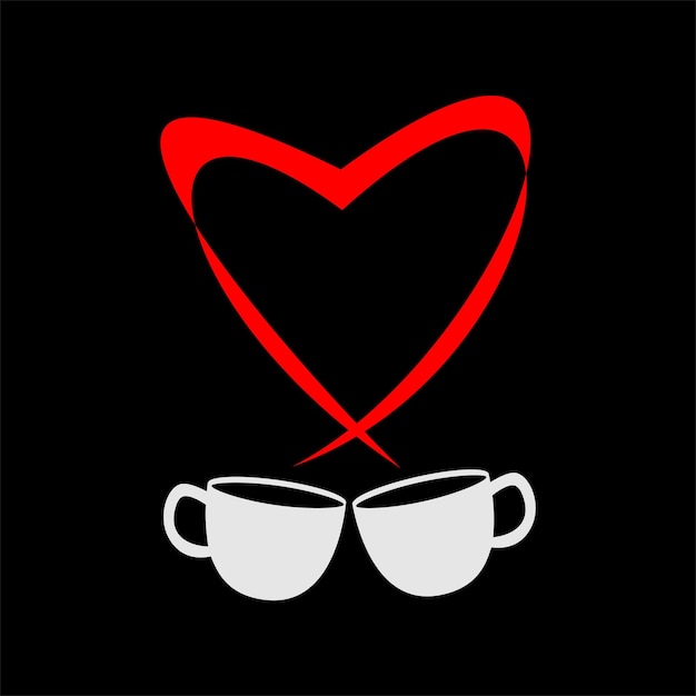 Taza de café caliente con vapor de corazones