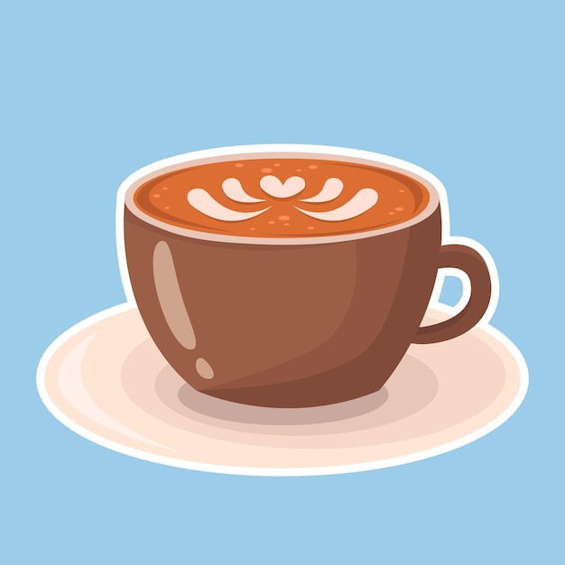 Taza de café capuchino caliente Ilustración de vector de café