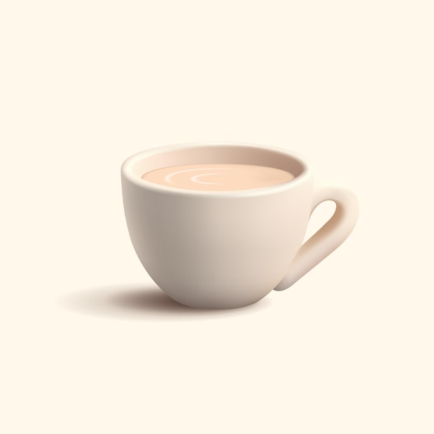 Vector taza de café de cerámica 3d realista para conceptos de deliciosos restaurantes y cafés de café