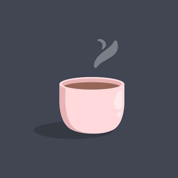 taza de café de cerámica rosa en diseño vectorial plano