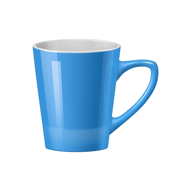 Vector taza de café de cerámica y taza de té maqueta realista de vajilla para mostrar obras de arte únicas o marcas de vector 3d aislado taza de te de porcelana azul de alta calidad para presentaciones de identidad profesional