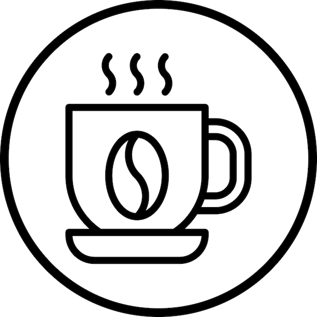 Vector una taza de café está en un círculo con una imagen de una taza de cafe